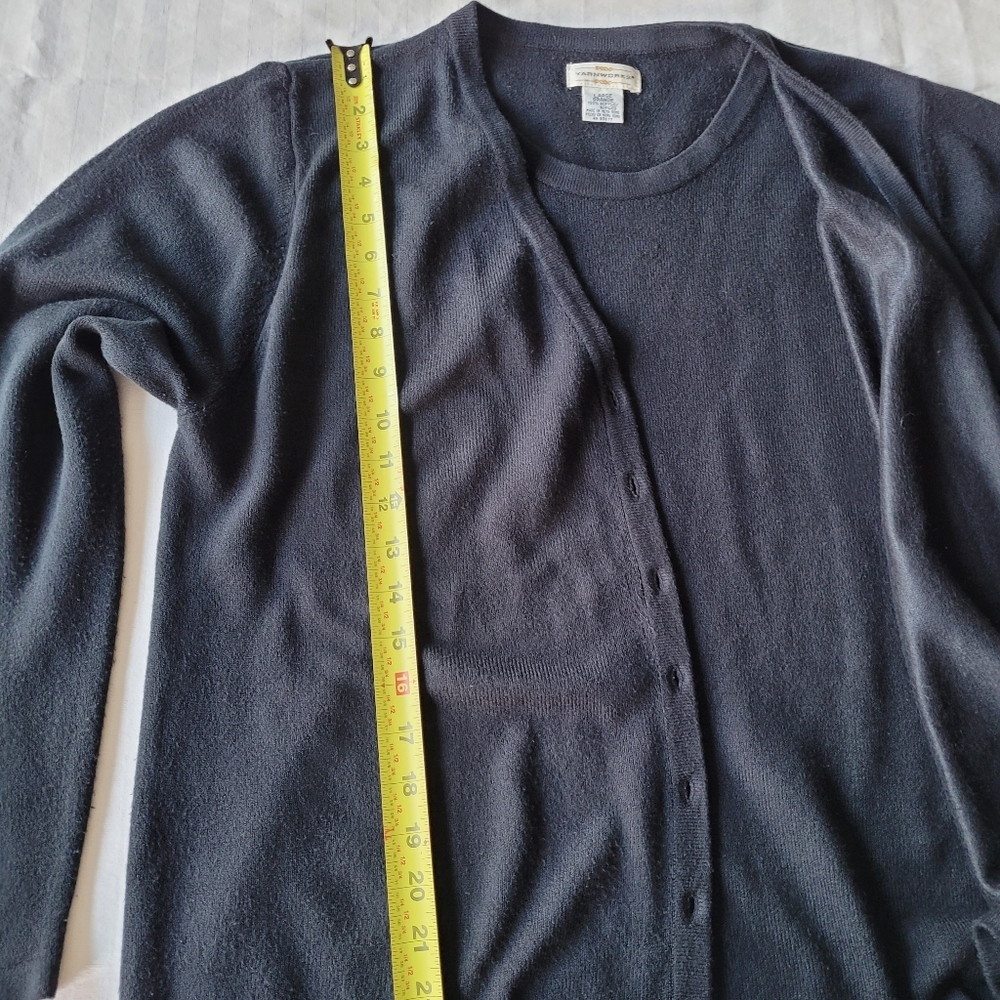 Yarnwork Womens Black Button-Up Cardigan Size L - Picture 5 of 10